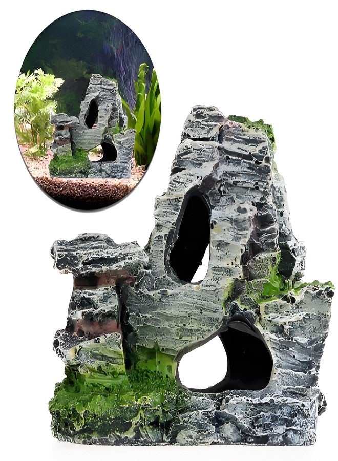 Kryoflare Artificial Moss Rock Cave Aquarium Decor, Fish Tank Hideout, Mountain Terrain Ornament - Image 2